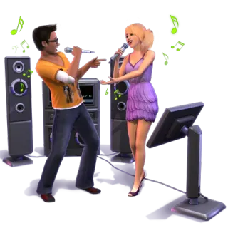 🎤 karaoke, singing, duet, music, microphone, couple telegram sticker