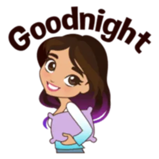 😪 goodnight goodnight, sleep, pillow, cartoon, girl telegram sticker