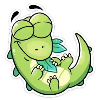 ☺️ cartoon, lizard, green, cute, happy, animal, reptile, chilling whatsapp sticker