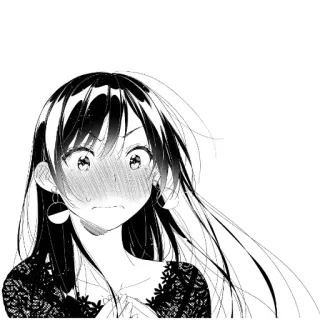 💔 anime, manga, ragazza, arrossire, carino, illustrazione telegram sticker