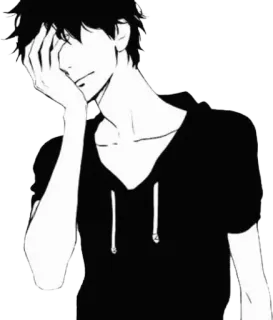 ✋ anime, manga, sad, hoodie, boy whatsapp sticker