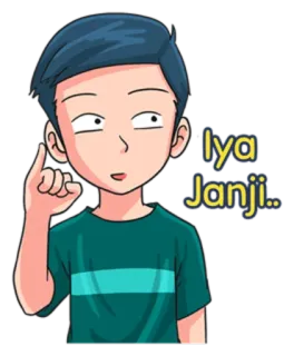 😐 Iya Janji.. hoạt hình, bé trai, lời hứa, Indonesia, nhãn dán Indonesia, chỉ tay whatsapp sticker