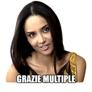 👍 GRAZIE MULTIPLE спасибо, благодарность, несколько, женщина, выражение, итальянский whatsapp sticker
