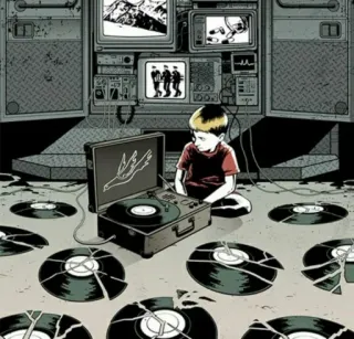 🎵 enfant, vinyles, platine, écrans telegram sticker