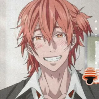 🏮 anime, orange hair, smiling, cute, cheerful telegram sticker
