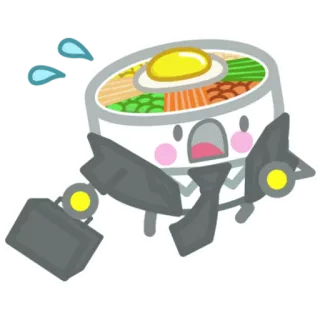 😰 Bibimbap, Kartun, Kawaii, Makanan, Lucu, Antropomorfik whatsapp sticker