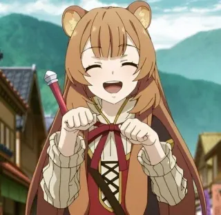 ❤️ Raphtalia Rising of the Shield Hero アニメ, 可愛い, 女の子, たぬき, キャラクター, 笑顔 telegram sticker