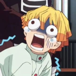 💛 Zenitsu Agatsuma Demon Slayer anime, demon slayer, zenitsu, funny, scared, reaction, shocked whatsapp sticker