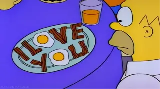 ❤️ Homer Simpson The Simpsons I LOVE YOU 음식, 아침, 계란, 베이컨, 사랑, 심슨, 호머 심슨 telegram sticker