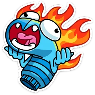 🔥 Мультфильм, Огонь, Монстр, Кричащий, Выражение, Безумный, Пламя whatsapp sticker