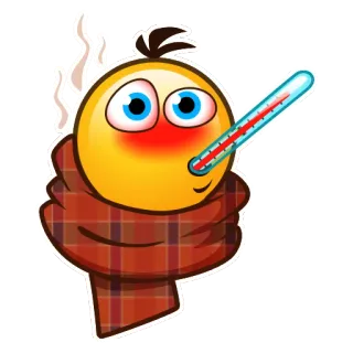 😰 emoji, sick, thermometer, scarf, illness, flu, fever telegram sticker
