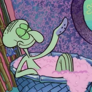 🧽 Squidward Spongebob Squarepants carlo, salle de bain, relaxant, bain, dessin animé whatsapp sticker
