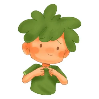😳 Kartun, Anak laki-laki, Hijau, Lucu, Malu whatsapp sticker