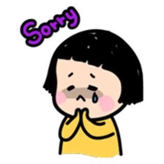 👧 Sorry apology, sad, cute, pleading, regret, cartoon telegram sticker