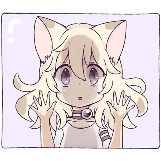 😯 Anime, Katzenmädchen, Niedlich, Kawaii, Aufkleber, Anime Mädchen, Katzenohren, Digitale Kunst telegram sticker