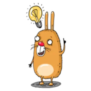 💡 coniglio, idea, cartone animato, lampadina, animale, divertente, carino whatsapp sticker