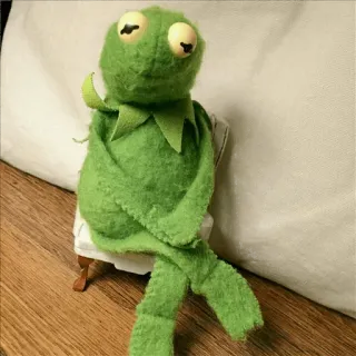 🥶 Kermit Kermit la Rana, rana, pupazzo, seduto, verde, Muppets whatsapp sticker