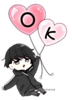 😁 cute, chibi, balloons, ok, anime whatsapp sticker