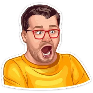 😱 choqué, surprise, homme, lunettes rouges, bouche ouverte, expression, sticker telegram sticker