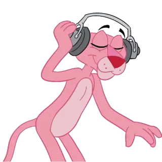 🎶 Pink Panther cartoon, pink, panther, music, headphones telegram sticker