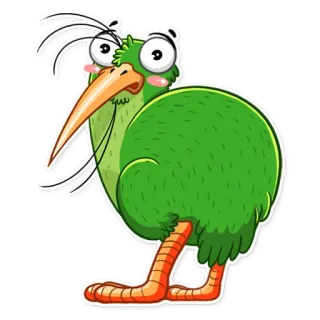 😳 Kiwi, Pájaro, Animal, Verde, Pegatina whatsapp sticker