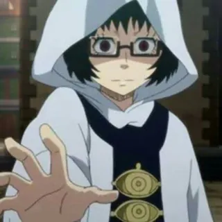🧪 Anime, Personage, Illustratie, Met capuchon, Magie, Bril whatsapp sticker