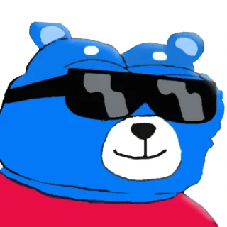 😎 ours, dessin animé, lunettes de soleil, bleu, mème, drôle, animal telegram sticker