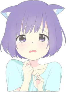 😰 Аниме, Девушка-кошка, Милый, Каваи, Плачущий whatsapp sticker