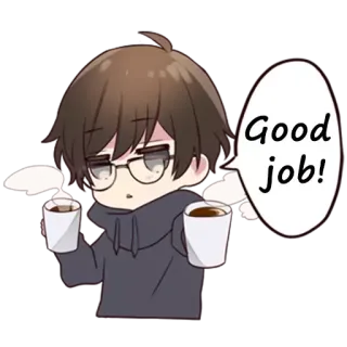 👍 Good job! anime, coffee, good job, reward, encouragement telegram sticker