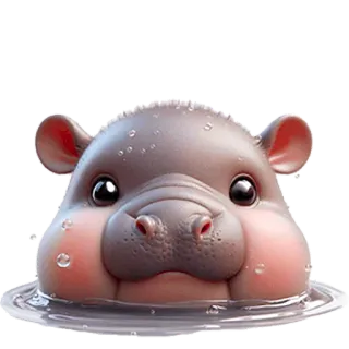 😶 ippopotamo, animale, carino, acqua, mammifero, fauna selvatica telegram sticker