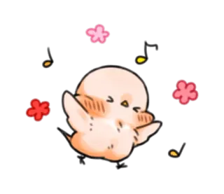 😆 oiseau, mignon, kawaii, chibi, animal, fleurs roses telegram sticker