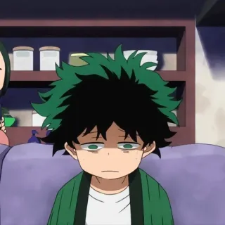 🥦 Izuku Midoriya My Hero Academia 애니메이션, 나의 히어로 아카데미아, 미도리야 이즈쿠, 데쿠, 피곤 telegram sticker