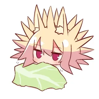 ⁉️ Chibi, Anime, Fofo, Repolho, Comendo, Kawaii telegram sticker