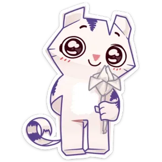 🌷 Katze, Tier, süß, Aufkleber, Cartoon, kawaii, Windrad telegram sticker