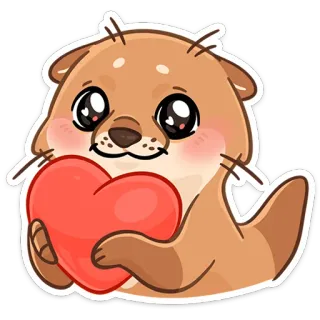 ❤️ นาก, หัวใจ, น่ารัก, ความรัก, สัตว์ whatsapp sticker