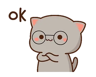 👍 ok gato, óculos, fofo, ok, aprovar, aprovação, animal telegram sticker
