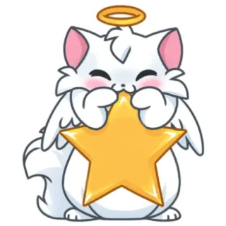 ✨ кот, ангел, звезда, милый, каваий, наклейка telegram sticker