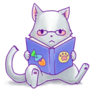 📚 Katze, Lesen, Brille, Buch, Tier, süß telegram sticker