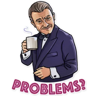 😁 PROBLEMS? homem, café, pergunta, problemas telegram sticker