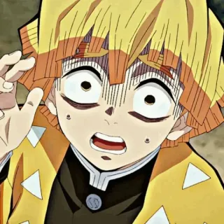 👺 Zenitsu Agatsuma Demon Slayer 애니메이션, 귀멸의 칼날, 젠이츠, 무서워, 충격, 웃긴, 밈 telegram sticker