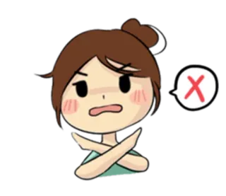🙅 X croix, désaccord, non, stop, fille, dessin animé whatsapp sticker