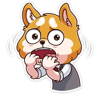 😧 anjing, anak anjing, takut, imut, kartun, hewan, khawatir, emosional whatsapp sticker