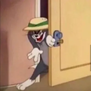 🧡 Tom Tom and Jerry Hoạt hình, Mèo, Nhân vật, Lén lút, Ngó nghiêng, Mũ telegram sticker