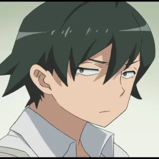 🕸 Anime, Mangá, Personagem, Expressão facial, entediado, Uniforme escolar telegram sticker