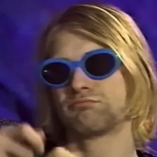 🙁 Kurt Cobain músico, cantor, grunge, kurt cobain, óculos telegram sticker
