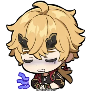 🎭 Thoma Genshin Impact Anime, Genshin Impact, Thoma, Sticker, Chibi, Blond whatsapp sticker