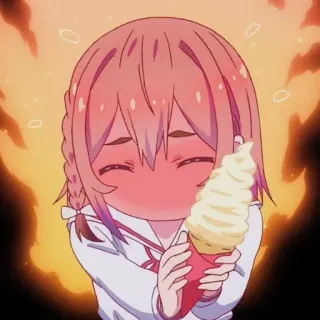 🧡 Anime Mädchen, Eis, Süß, Cartoon, Lieblich, Nachtisch, Fröhlich whatsapp sticker