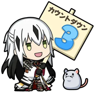3️⃣ カウントダウン Anime, Chibi, Hitung Mundur, Nomor 3, Tikus telegram sticker