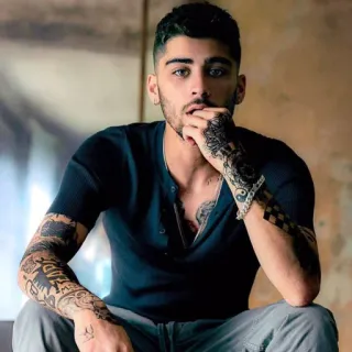 🙁 Zayn Malik ミュージシャン, 歌手, セレブ, タトゥー, ポートレート telegram sticker