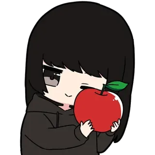 ☺️ anime, girl, apple, cute, cartoon telegram sticker